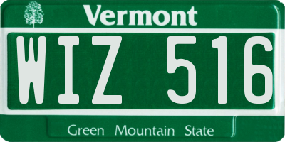 VT license plate WIZ516