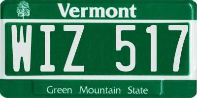 VT license plate WIZ517
