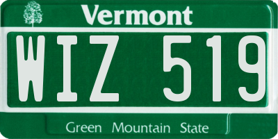 VT license plate WIZ519