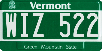 VT license plate WIZ522