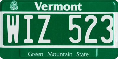 VT license plate WIZ523