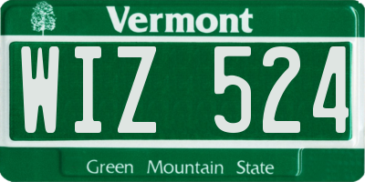 VT license plate WIZ524