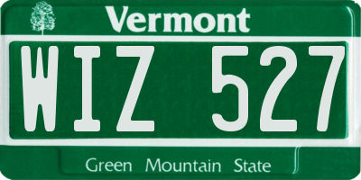 VT license plate WIZ527
