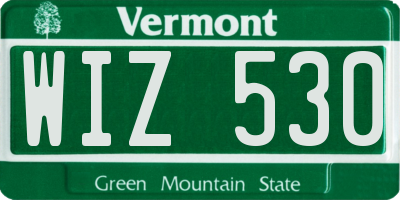 VT license plate WIZ530