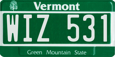 VT license plate WIZ531