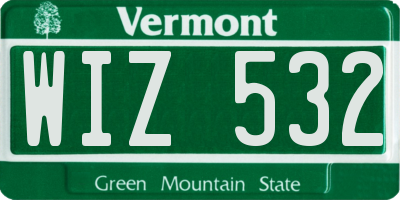 VT license plate WIZ532