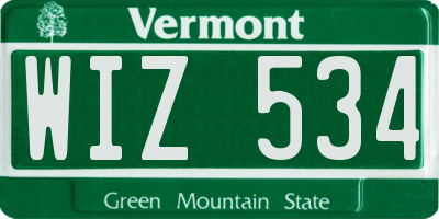 VT license plate WIZ534
