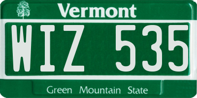 VT license plate WIZ535