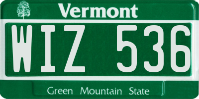 VT license plate WIZ536