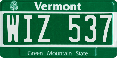VT license plate WIZ537