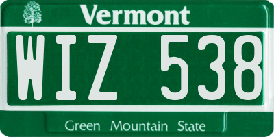 VT license plate WIZ538