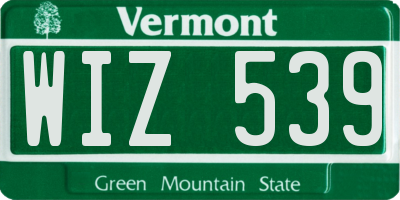 VT license plate WIZ539