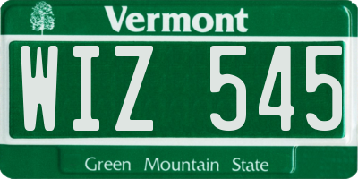 VT license plate WIZ545