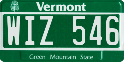 VT license plate WIZ546