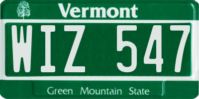 VT license plate WIZ547