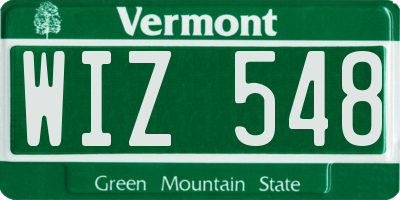VT license plate WIZ548