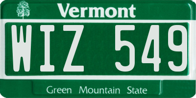 VT license plate WIZ549