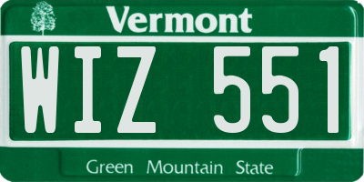 VT license plate WIZ551