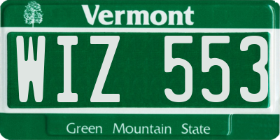 VT license plate WIZ553