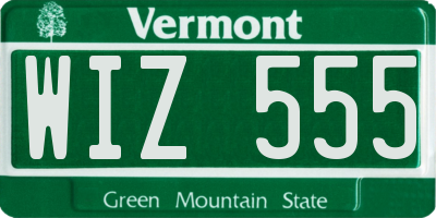VT license plate WIZ555