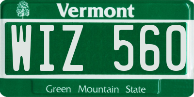 VT license plate WIZ560