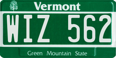 VT license plate WIZ562