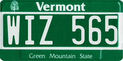 VT license plate WIZ565