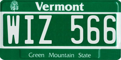 VT license plate WIZ566