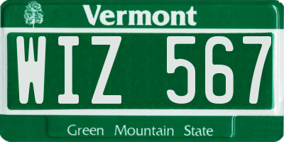 VT license plate WIZ567