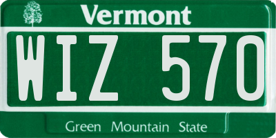 VT license plate WIZ570