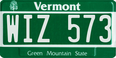 VT license plate WIZ573