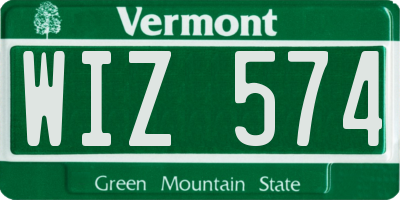VT license plate WIZ574