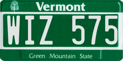 VT license plate WIZ575