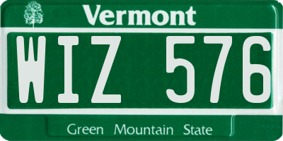 VT license plate WIZ576