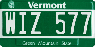 VT license plate WIZ577
