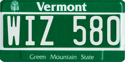 VT license plate WIZ580