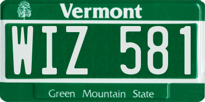 VT license plate WIZ581