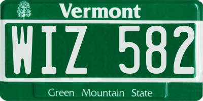VT license plate WIZ582