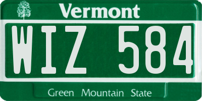 VT license plate WIZ584