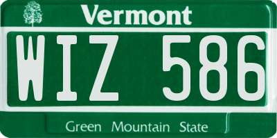 VT license plate WIZ586