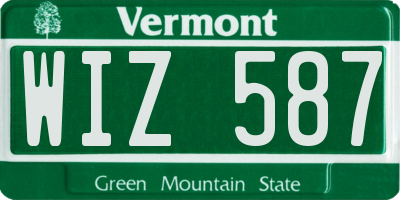 VT license plate WIZ587