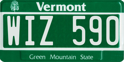 VT license plate WIZ590