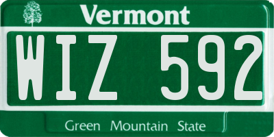 VT license plate WIZ592