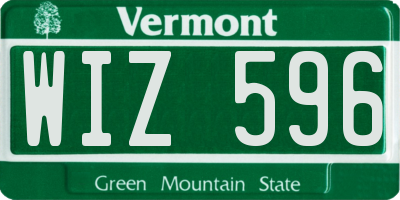 VT license plate WIZ596