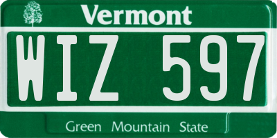VT license plate WIZ597