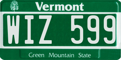 VT license plate WIZ599