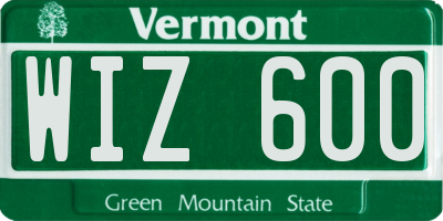 VT license plate WIZ600