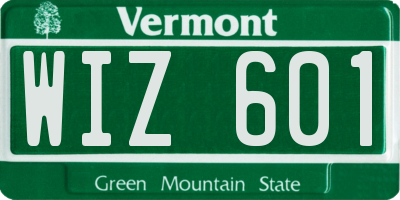 VT license plate WIZ601