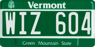 VT license plate WIZ604