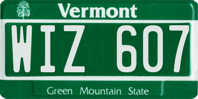 VT license plate WIZ607